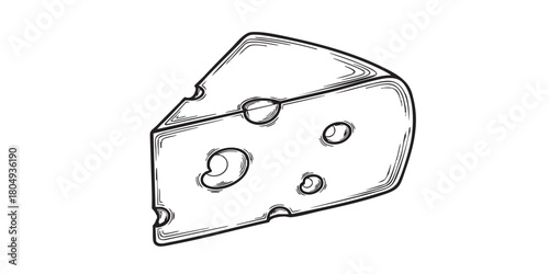 Cheese wedge slice outline vector