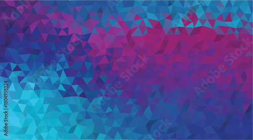 Vivid Low Poly Geometric Background - Abstract Cyan, Blue, and Magenta Triangle Pattern