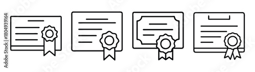 Vector certificate diploma award achievement degree graduation document line art design template