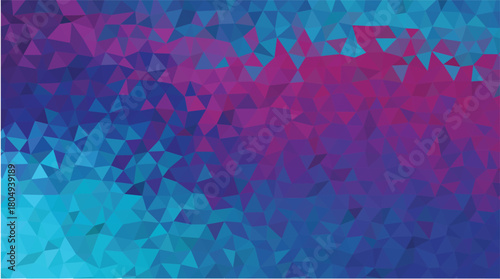 Fractured Low Poly Background - Abstract Cyan, Blue, and Magenta Triangle Pattern