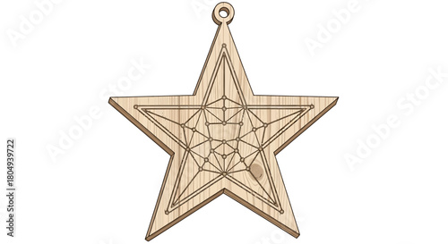 Elegant wooden star ornament with geometric design, perfect for holiday crafts and festive home decor, a modern twist on traditional decorations