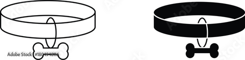 pet collar  icon vector graphic illustration  with white background flat hand made icon fill icon .
