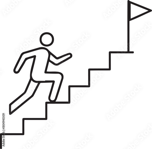 Person Climbing Stairs Towards Goal A Symbol of Ambition.