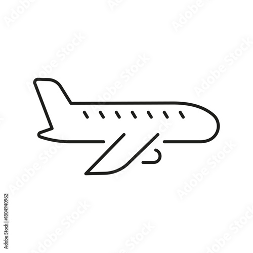 Airplane Line Icon. Aviation, Travel, And Transportation Outline Symbol. Flight And Airline Industry Representation. Editable Stroke. Isolated Vector Illustration