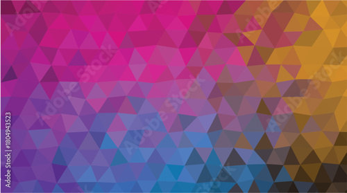 Colorful Geometric Background with Pink, Purple, Blue, and Gold Triangles