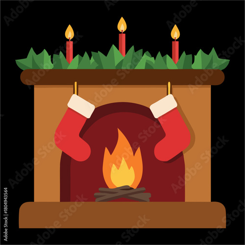 vector, chimenea, navidad, santa, navida, bujía, fuego, llama, ilustración, celebraciones, icono, alumbrado, decoraciones, símbolo, vacaciones, designio, cera, ardiente, acomodador, lámpara, cardar