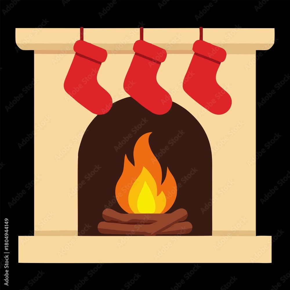 Naklejka premium vector, chimenea, navidad, santa, navida, bujía, fuego, llama, ilustración, celebraciones, icono, alumbrado, decoraciones, símbolo, vacaciones, designio, cera, ardiente, acomodador, lámpara, cardar