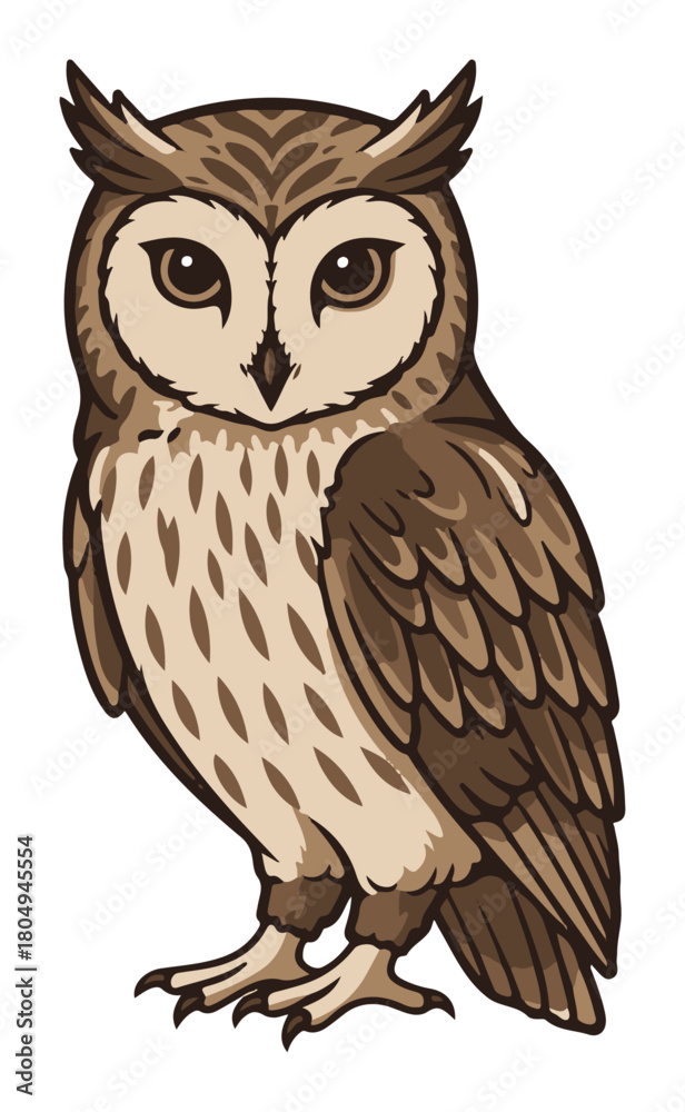 Fototapeta premium Cute and detailed cartoon owl vector character illustration