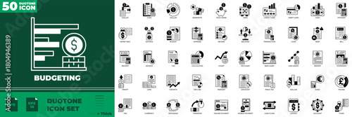 Budgeting Duotone Editable Icons set