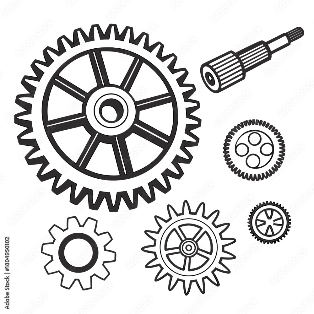 Obraz premium Gears and cogs isolated on featuring mechanical components