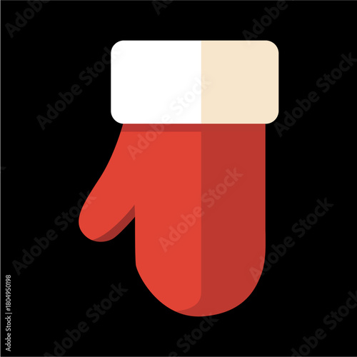 guante, guante de santa, santa, papa noel, navidad, rojo, icono, vector, símbolo, ilustración, exclamación, firmar, acné, designio, apuntar, mano