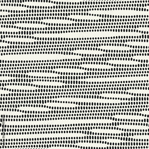 Vector seamless pattern. Modern texture. Repeating, abstract background with dotted waves. Graphic, wavy stripes. Can be used as a swatch in Illustrator.