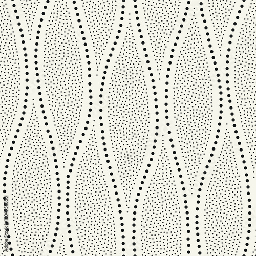 Vector seamless pattern. Modern texture. Repeating, abstract background with dotted waves. Graphic, wavy stripes. Can be used as a swatch in Illustrator.