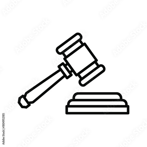 Gavel icon representing law, justice, court decisions, judgment, auction, and legal proceedings symbol, authority