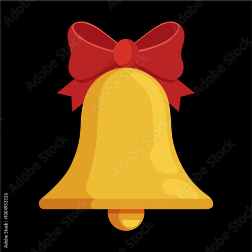 navida, campana, decoraciones, vacaciones, dorada, arco, celebraciones, cinta, adorno, jingle, objeto, de invierno, brillante, ilustración, ciclos, diciembre, árbol, designio, vector, rojo, símbolo