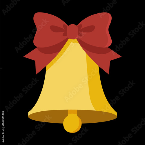 navida, campana, decoraciones, vacaciones, dorada, arco, celebraciones, cinta, adorno, jingle, objeto, de invierno, brillante, ilustración, ciclos, diciembre, árbol, designio, vector, rojo, símbolo