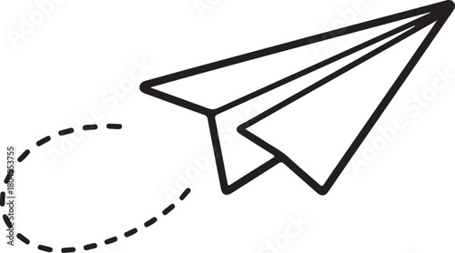 paper plane with dotted line trail trace icon