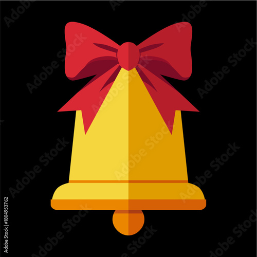 navida, campana, decoraciones, vacaciones, dorada, arco, celebraciones, cinta, adorno, jingle, objeto, de invierno, brillante, ilustración, ciclos, diciembre, árbol, designio, vector, rojo, símbolo