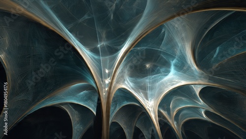 Abstract architectural dome with sweeping organic lines, luminous diffusion, and carefully balanced symmetry.