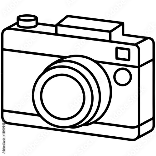 Camera with lens and viewfinder, a tool for capturing memories isolated on