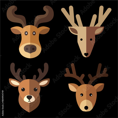 reno, navidad, santa, ciervo, animal, caribú, vector, ilustración, inhospitalario, navida, dibujos animados, asta, mamífero, silueta, naturaleza, fauna, administrar, cuca, cervus canadensis, café