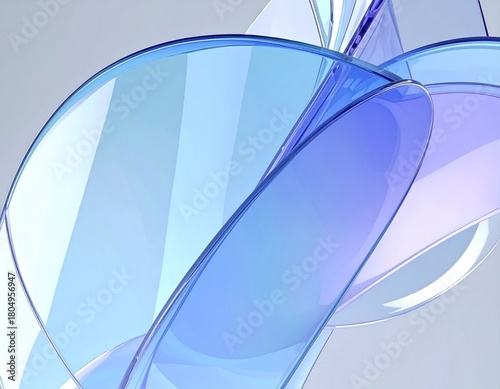 Flowing gradient transparent multilayer glass background, 3d rendering.
