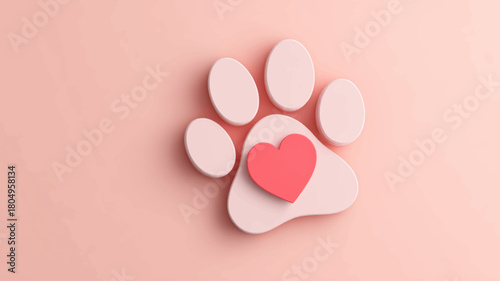 Soft pastel paw print with heart centerpiece symbolizing kindness, animal companionship, and heartfelt appreciation for pets on National Love Your Pet Day.