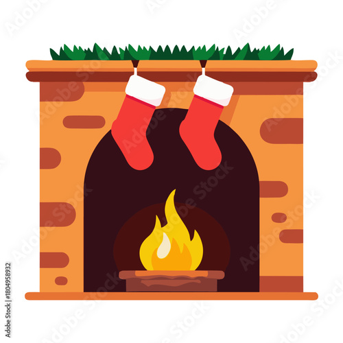vector, chimenea, navidad, santa, navida, bujía, fuego, llama, ilustración, vector, celebraciones, icono, alumbrado, decoraciones, símbolo, vacaciones, designio, cera, ardiente, acomodador, lámpara