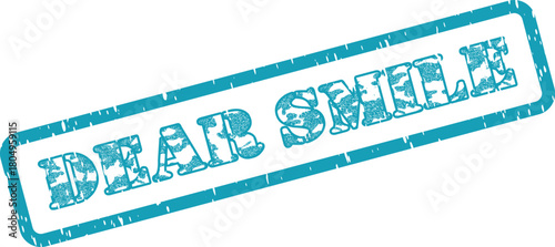 Official stamp marking a joyful expression with the phrase Dear Smile in vibrant blue