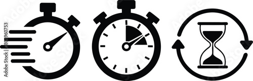 Time management, speed, duration, cycle, and efficiency icons.