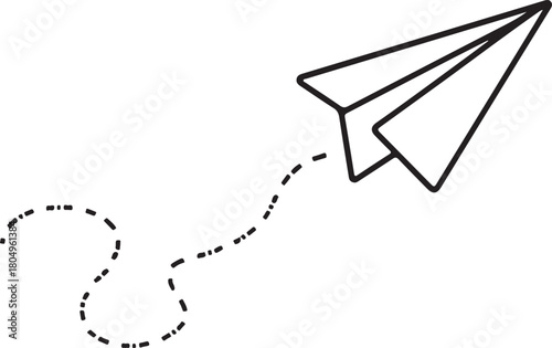 Continuous line paper plane, airplane vector art background. Abstract doodle email, mail plane, travel dream concept air.
