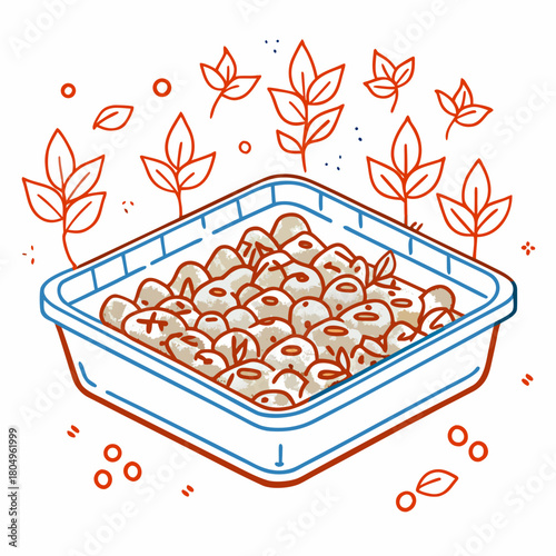 Container of cooked chickpeas isolated on