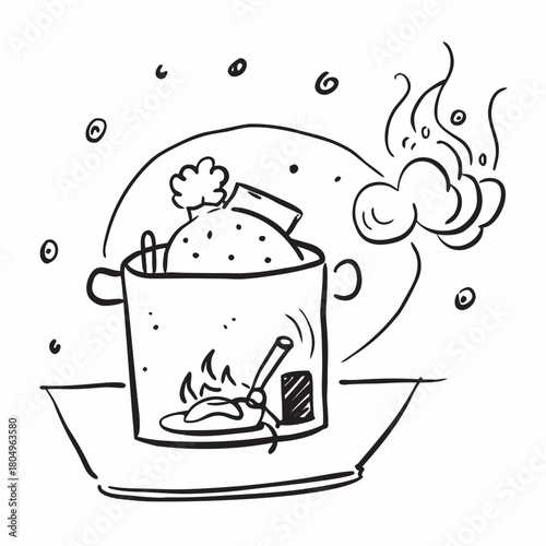 Cartoon image of cooking pot isolated on