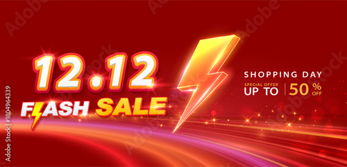 12.12 discount flash sale background. End of year sale. Vector illustration for shopping day, online shopping, special Offer coupon, voucher, banner template, websites, social media advertising.