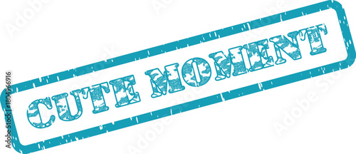 Cute Moment Textured Teal Rubber Stamp for Capturing Special Occasions and Time