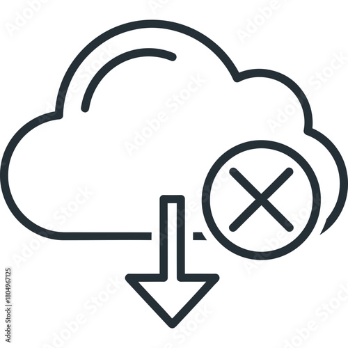 Failed cloud download with cross icon needs attention for troubleshooting or error fix