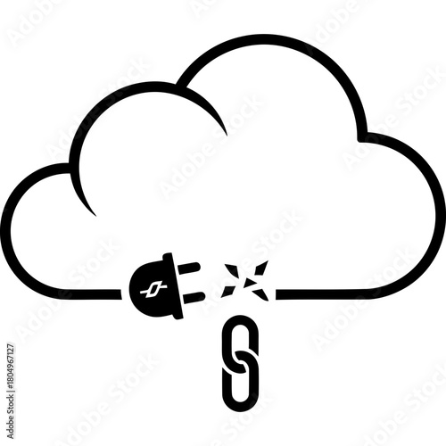Broken cloud data link, representing connection issues and data loss risk online