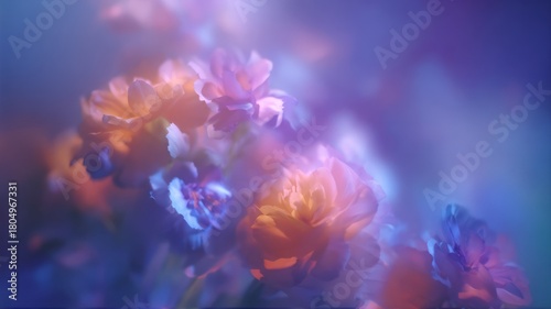 Ethereal blooms in dreamlike hues. AI image