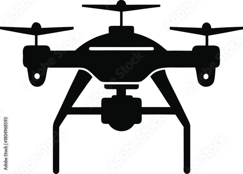 Drone technology silhouette icon on white background