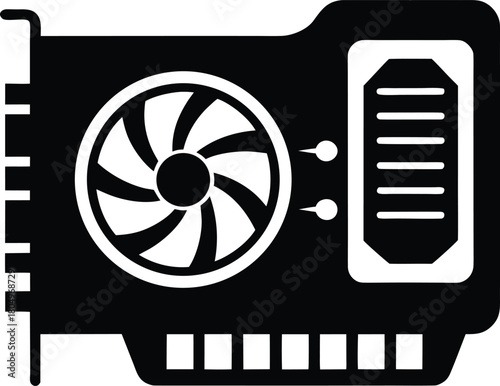 Computer graphics card silhouette icon for technology and gaming