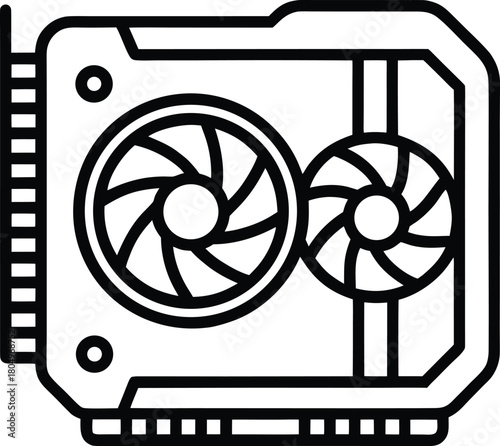 Modern graphics card outline icon for technology and gaming