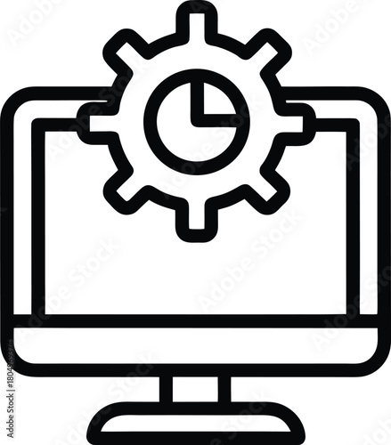 Outline software update icon with circular arrow