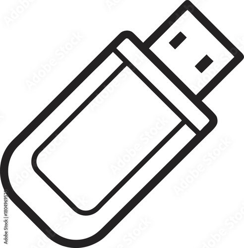 Outline usb flash drive vector icon for digital storage and data transfer