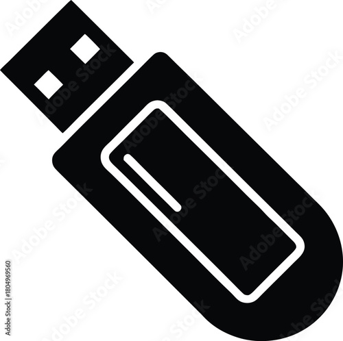 Usb flash drive silhouette icon for digital storage and data transfer