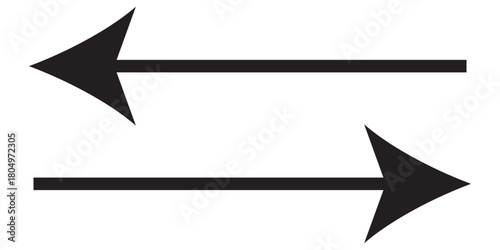 Two opposing arrows pointing in opposite directions on a white background.