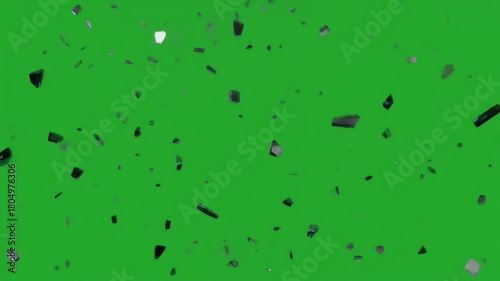 Glass breaking and shattering from impact on green screen with explosion effect