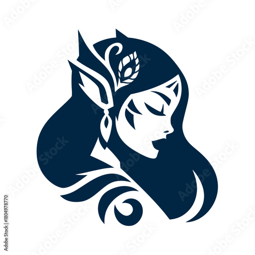 Silhouette portrait of a woman with elaborate headwear