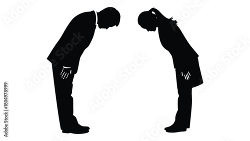 Bowing silhouettes isolated on white background, Vector