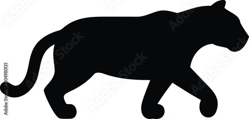 Silhouette of a walking panther big cat feline