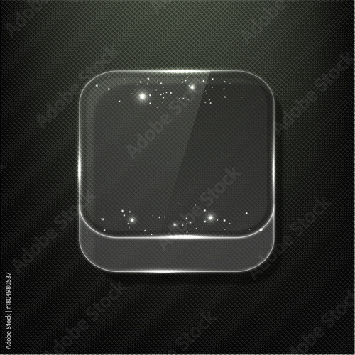 Liquid glass effect smartphone icon interface isolated. White UI light frame square and circle banner with glow stroke. Control center widget for smartphone and web app,